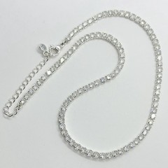 Classic Bling Clear Rhinestone 13 Inch Choker Necklace Silvertone Prong Set