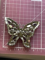 Vintage 1960s Blue Aurora Borealis Rhinestone Butterfly Brooch Pin Statement