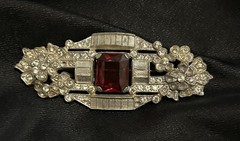 Art Deco 1930s Signed Rhinestones Brooch Pin – Needs TLC
