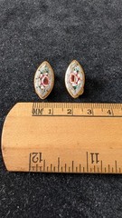 Vintage Micro Mosaic “Rose” Clip on Earring Unusual Shape!