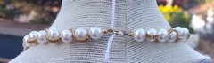 Vintage Faux Peral Gold Tone Intertwined 17″ Statement Costume Jewelry Classic