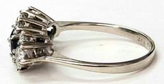 14k White Gold Sapphire & Diamond Ring Size 5.25