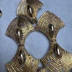 Vintage Gold ToneStatementPendant Necklace Large Abstract Geometric Runway Style