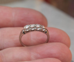 Vintage Jabel 18K White Gold 4 Diamond ring sz 7.3