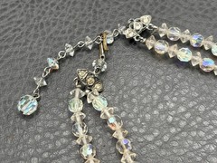 VTG AB Aurora Borealis Crystal Faceted Glass Bead Double Strand Necklace Choker