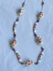 Vintage 13 Inch Colorful Polymer Clay Beaded Floral Necklace