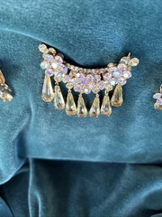 Vtg Juliana D&E 4704 Aurora Borealis Rhinestone Brooch And Clip Earrings Set