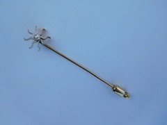 Lovely Rare Edwardian 1900s 14K Gold White Enamel Diamond Sun Star Stick Pin ☀️