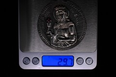 Vintage Sterling Silver St Barbara Pendant Ruby Gem 1 oz 30g Religious Medallion