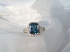 Vintage Sterling Silver 925 Natural Heated London Blue Topaz Ring Size 7