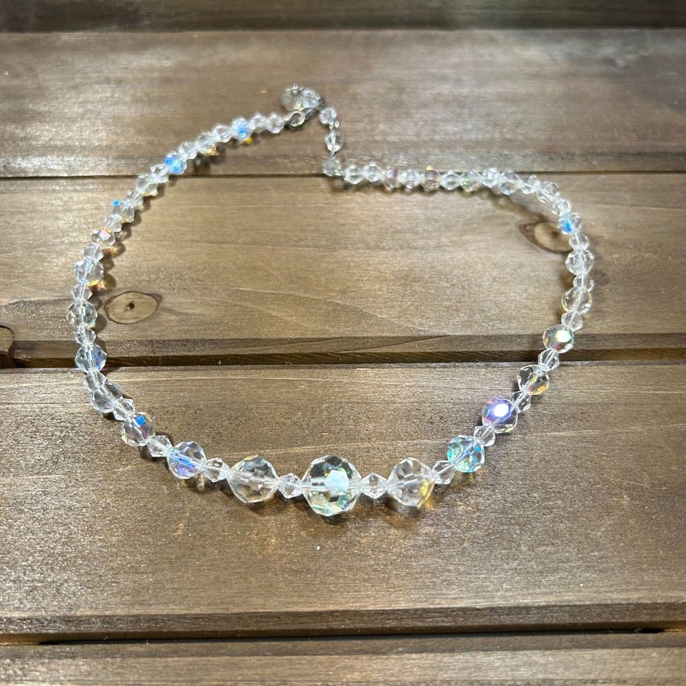 Lady Ellen Aurora Borealis Necklace Iridescent Beads Adjustable up to 16″