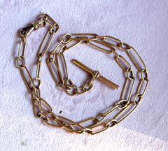 Antique 9K Rose Gold Watch Chain Dog Clip T Bar Trombone Paperclip Link 24g