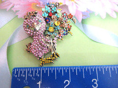 Statement LARGE Brooch BIRDS Large Rhinestone Crystal Enamel NEW