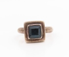 925 Sterling Silver Vintage Ring VERSANI London Blue Topaz Band Sz 6.5 RG35723