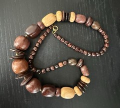 12 Item Lot Wood Bead Animal Print Boho Tribal Ethnic Jewelry Mixed Material