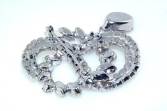 Vtg Tear Drop Tassel Round & Marquise Rhinestone Silver Tone Brooch Pin