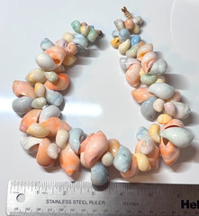 Vtg 80s Chunky Sea Shell Necklace Pastel Blue Peach Coastal Grandma Miami Vice