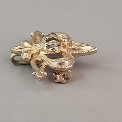 Vintage Watch Fob Brooch Pin Fleur De Lis Gold Tone 1 1/8″