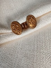 Antique Bespoke 10K Yellow Gold Cufflinks: Art Deco Repousse Ovals, Fixed Back