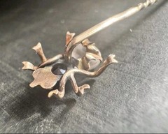 10K Rose Gold Antique Spider Stick Pin Sapphires Ruby Moonstone Victorian Rare!!