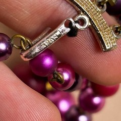 Vintage Signed Japan Purple Metallic Bead Necklace 17in Adjustable B110