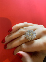SPARKLY SILVER RING Rhinestone Adjustable band FITS ALL Crystal Silver Plated