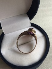 Rings silver 875 Gold plated pink-purple corund Russian Soviet vintage USSR