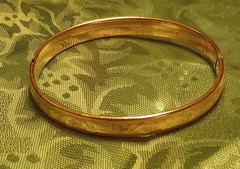 Gold Filled Victorian Style Bangle Bracelet Signed Marathon