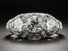 2.95Ct Art Deco Style Lab Created Diamond Anniversary 14K White Gold Finish Ring