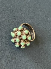 925 Sterling Mexican Silver Turquoise Cluster dome Ring Size Adjustable