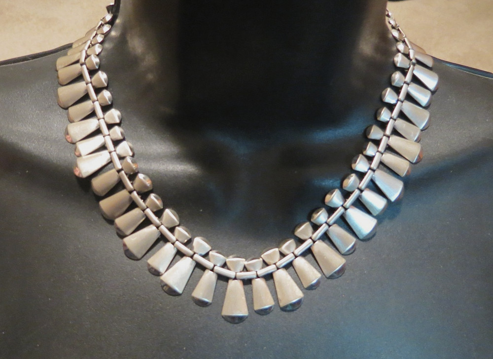 VTG SAUTEUR RENOIR CLEOPATRA CHOCKER NECKLACE 925 STERLING SILVER 17″ & 22mm 40g