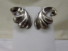 Vintage Danecraft Sterling Silver Swirl Shaped Screw Back Earrings 1.25″ #729