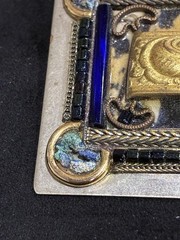 ❗️VINTAGE STUNNING HANDMADE Ayala Bar Mosaic Blue Turquoise Silver Brooch SIGNED