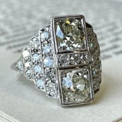 Vintage Art Deco Round Cut Lab Created Diamond 925 Silver Floral Engagement Ring