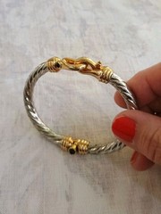 Massive Clamper Bracelet Silver Gold Tone Faux Onyx Bracelet Southwestern Style