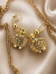 Vintage Perfume Bottle Jewelry Set Necklace and Clip Ons