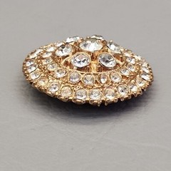 Vintage Rhinestone Brooch Round Domed 1 3/8″