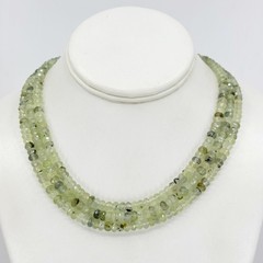Sterling silver triple strand Prehnite bead necklace – GM530