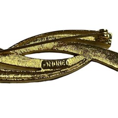 Monet Signed Modernist Lot Of 2 Brooches Pins Gold Tone Black Enamel