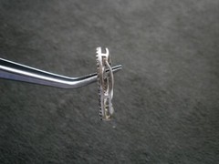 Double Heart Openwork Floating Vintage Sterling Silver Crystal Pendant 2.0g