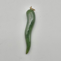 Vintage Jade Pendant Italian Horn Cornicello 14K ring