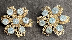 Vintage 1950’s Rhinestone Metal Set 2 Brooches Flower