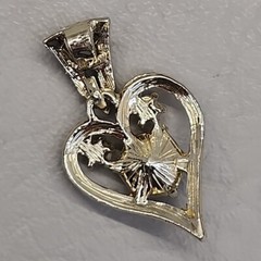 Vtg Heart Pendant Dangle AB Rhinestone Gold Tone 1 5/8″