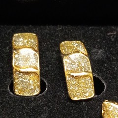 Evan St. Clair 3 Pairs of Gold Tone & Genuine Diamond Dust Clip On Earrings -Box