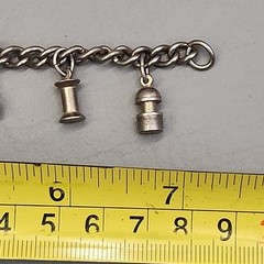 Vintage Enco Charm Bracelet 9 Dangles Buffalo Ranch Shield Silver Tone 7″