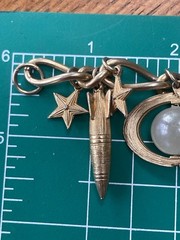 Vintage Signed Chunky Charm Bracelet KARU 60’s Space Race atomic planets 7″