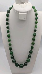 Vintage 24 Inch Graduated Beaded Necklace Marbled Green Plastic