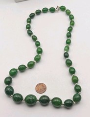 Vintage 24 Inch Graduated Beaded Necklace Marbled Green Plastic