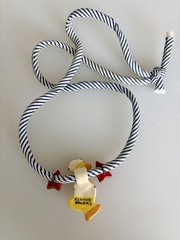Flying Colors Duck Necklace Ceramic Vintage Signed Handmade Nautical Stars
