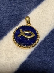 Catholic/Christian Fish Symbol Ichthys .925 Silver Gold Tone Religious Charm